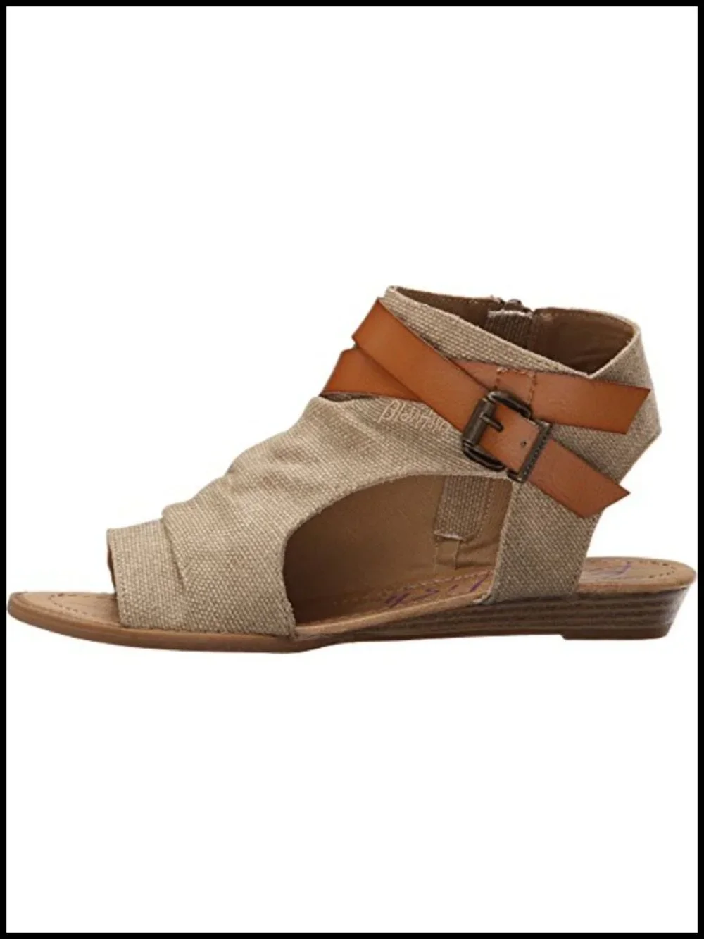 Wedge Sandal with Canvas Upper and Cushioned Footbed